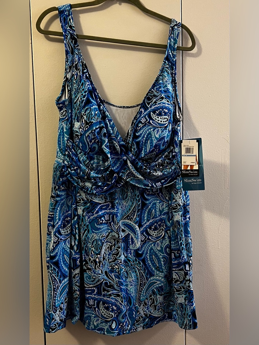 SlimSwim Blue Paisley Swimdress (Size 3X) NWT